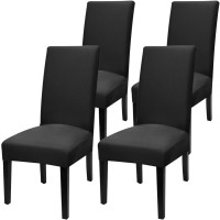Fuloon Elegant Floral Printed Spandex Stretch Chair Cover | 4 PCS | Black