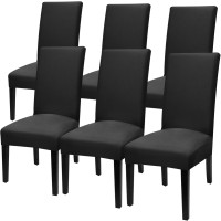 Fuloon Elegant Floral Printed Spandex Stretch Chair Cover | 6 PCS | Black