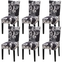Fuloon Elegant Floral Printed Spandex Stretch Chair Cover | 6 PCS | royal style