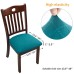 Fuloon Jacquard Stretch Dining Chair Seat Cover with Bands | 6 PCS | peacock blue