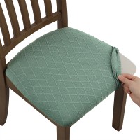 Fuloon Jacquard Stretch Dining Chair Seat Cover with Bands | 6 PCS | Matcha green