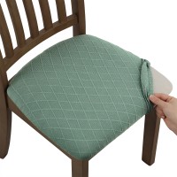 Fuloon Jacquard Stretch Dining Chair Seat Cover with Bands | 4 PCS | Matcha green