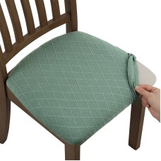 Fuloon Jacquard Stretch Dining Chair Seat Cover with Bands | 4 PCS | Matcha green