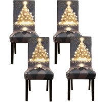 Fuloon  Digital printed elastic chair cover | 4PCS | Christmas tree