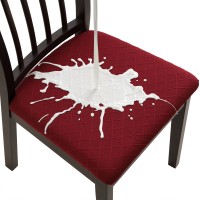 Fuloon Waterproof Jacquard Stretch Dining Chair Seat Cover | 6 PCS | Purple Red