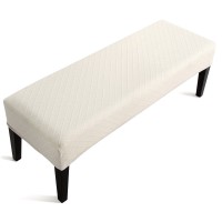 Fuloon Stretch Diamond Textured Box Cushion Bench Slipcover | Machine Washable | Beige