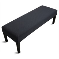 Fuloon Stretch Diamond Textured Box Cushion Bench Slipcover | Machine Washable | Black