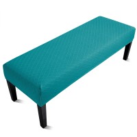 Fuloon Stretch Diamond Textured Box Cushion Bench Slipcover | Machine Washable | Peacock Blue