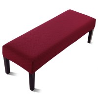 Fuloon Stretch Diamond Textured Box Cushion Bench Slipcover | Machine Washable | Burgundy