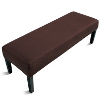 Fuloon Stretch Diamond Textured Box Cushion Bench Slipcover | Machine Washable | Coffee