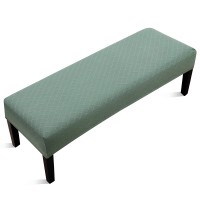 Fuloon Stretch Diamond Textured Box Cushion Bench Slipcover | Machine Washable | Dark Green