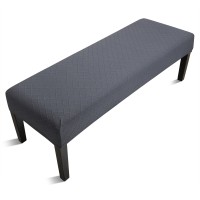 Fuloon Stretch Diamond Textured Box Cushion Bench Slipcover | Machine Washable | Dark Gray