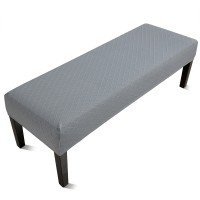 Fuloon Stretch Diamond Textured Box Cushion Bench Slipcover | Machine Washable | Light Grey