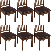 Fuloon chair cover cover regular style PU leather | 6 PCS | Brown
