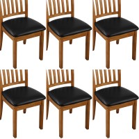 Fuloon chair cover cover regular style PU leather | 6 PCS | Black