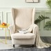 Fuloon Stretch Wingback Chair Sofa Slipcover jacquard leaves | Beige