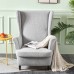 Fuloon Stretch Wingback Chair Sofa Slipcover  jacquard leaves | Grey