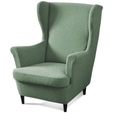 Fuloon Stretch Wingback Chair Sofa Slipcover  jacquard leaves | Matcha green