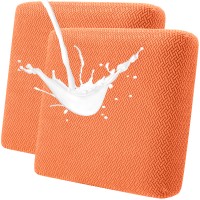 Fuloon seat sofa cushion cover T-shaped polar fleece waterproof coating | 2PCS | Orange 