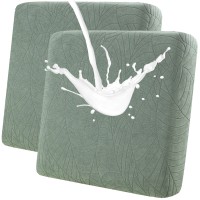 Fuloon sofa cushion cover Jacquard leaf waterproof coating | 2PCS | Matcha green