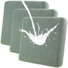 Fuloon sofa cushion cover Jacquard leaf waterproof coating | 3PCS | Matcha green
