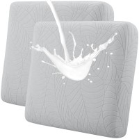 Fuloon sofa cushion cover Jacquard leaf waterproof coating | 2PCS | Light Gray