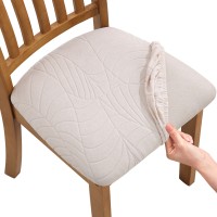 Fuloon jacquard leaves Chair Seat Cover | 4 PCS | Beige
