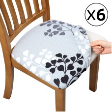 Fuloon Floral Printed Stretch Dining Chair Seat Cover | 6 PCS | Autumn leaves