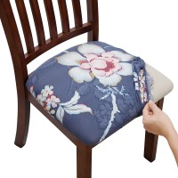 Fuloon Floral Printed Stretch Dining Chair Seat Cover | 4 PCS | flowers blooming