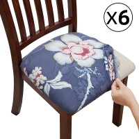 Fuloon Floral Printed Stretch Dining Chair Seat Cover | 6 PCS | flowers blooming