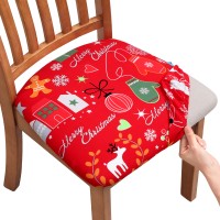 Fuloon Floral Printed Stretch Dining Chair Seat Cover | 4 PCS | Christmas Gloves