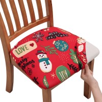 Fuloon Floral Printed Stretch Dining Chair Seat Cover | 4 PCS | Christmas Burgundy
