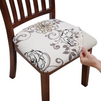 Fuloon Floral Printed Stretch Dining Chair Seat Cover | 6 PCS | Wealth and flowers bloom