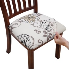 Fuloon Floral Printed Stretch Dining Chair Seat Cover | 6 PCS | Wealth and flowers bloom