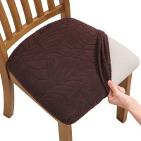 Fuloon jacquard leaves Chair Seat Cover | 4 PCS | Coffee