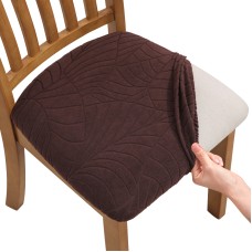 Fuloon jacquard leaves Chair Seat Cover | 4 PCS | Coffee