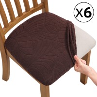 Fuloon jacquard leaves Chair Seat Cover | 6 PCS | Coffee