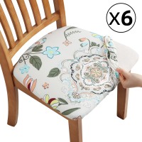 Fuloon Floral Printed Stretch Dining Chair Seat Cover | 6 PCS | European and American style