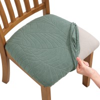 Fuloon jacquard leaves Chair Seat Cover | 4 PCS | Matcha green