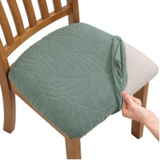 Fuloon jacquard leaves Chair Seat Cover | 4 PCS | Matcha green