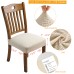 Fuloon Premium Jacquard Stretch Dining Chair Seat Cover Waterproof | 4 PCS |  Beige