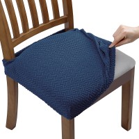 Fuloon Premium Jacquard Stretch Dining Chair Seat Cover | 4 PCS | Blue