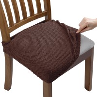 Fuloon Premium Jacquard Stretch Dining Chair Seat Cover | 4 PCS | Coffee