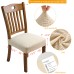 Fuloon Premium Jacquard Stretch Dining Chair Seat Cover | 4 PCS |  Beige2