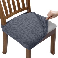 Fuloon Premium Jacquard Stretch Dining Chair Seat Cover | 6 PCS | Grey