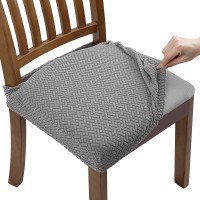 Fuloon Premium Jacquard Stretch Dining Chair Seat Cover | 6 PCS | Light Gray