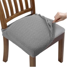 Fuloon Premium Jacquard Stretch Dining Chair Seat Cover | 4 PCS | Light Gray