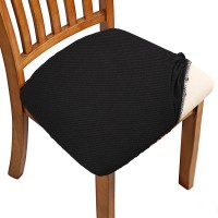 Fuloon Knitted jacquard chair seat cover | 6PCS | Black