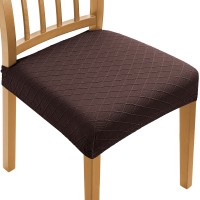 Fuloon Jacquard plaid Case back style Chair Seat Cover | 4 PCS | Coffee