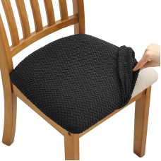 Fuloon T-type polar fleece ordinary style Chair Seat Cover | 4PCS | Black